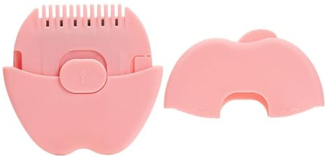 Kinder Haarschneidekamm 2-in-1, Doppelseitiger Ponytrimmer, Rosa | Apfelform, Metall Kunststoff, Tragbares Design, für Feines Babyhaar und Haarpflege bei Mädchen