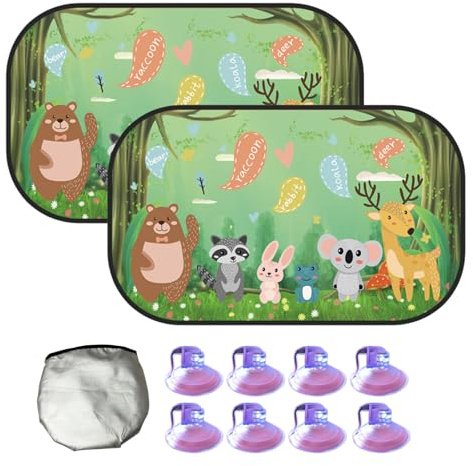 LynixTrade 2 Pcs Car Window Shades for Baby with UV Protection | Car Sun Shade for Children, Baby Sun Visor for Car with Cute Animal Motifs, Adsorption Electrostatic 51 * 31 cm