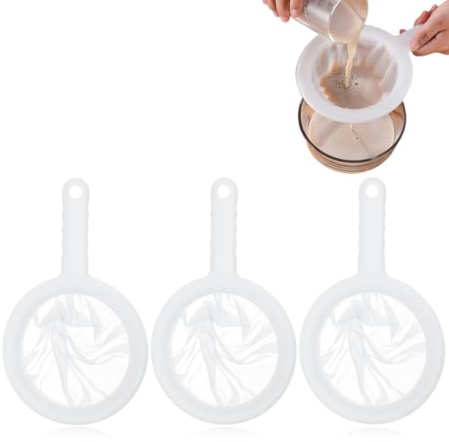 CATZUM Colador Ultrafino, Juego de 3 Tamices de Malla (100/200/400) de Plástico - Filtra jugos, café, té, leche y aceite sin impurezas.