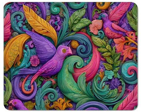 Alfombrilla Ratón con Bordes Cosidos, Mouse Pad con Motivos 15 x 20 cm, Base Antideslizante y Superficie Impermeable, Seguimiento Preciso para Ratón Óptico, Láser y Gaming - Verde & Rosa XS#374