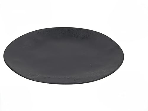 Gerimport Platos Llanos Sam de Melamina, Color Negro, 24 cm de Diámetro, Set de 6, Resistentes a Golpes, Aptos para Lavavajillas