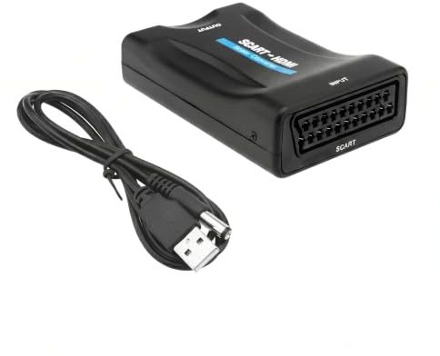 QTORCHE Convertisseur Péritel vers HDMI 1080p, Adaptateur SCART Audio Vidéo Plug & Play avec Câble USB, pour VHS, Magnétoscope, Console Rétro TV Moniteur Projecteur