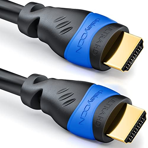 deleyCON 2m Cable HDMI 2.0a/b - Alta Velocidad con Ethernet - UHD 2160p 4K@60Hz 4:4:4 HDR HDCP 2.2 ARC CEC Ethernet 18Gbps 3D Full HD 1080p Dolby - Negro
