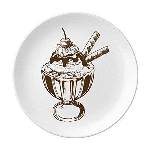 Cherry Chocolate Biscuits Cup Ice Cream Decorative Porcelain Dessert Plate 8 inch Dinner Home Gift