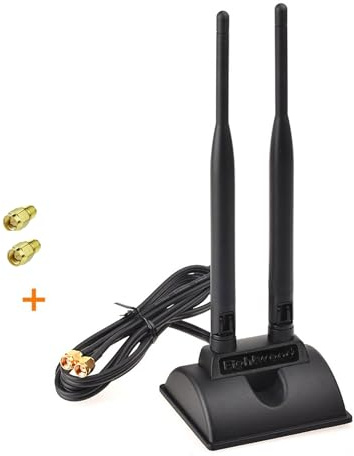 Eightwood 2.4GHz 5GHz Dual Band WiFi Antenna RP-SMA Male Connector with SMA Male Adapter (2-Pack) for PCI-E WiFi Network Card USB WiFi Adapter Wireless Router