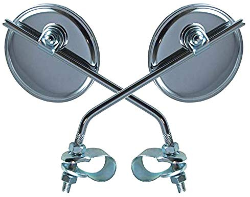 cyclingcolors 2x rétroviseur vélo chromé rond 75mm à collier réversible gauche droite guidon 22mm cycle ville route vintage (1 Paire)