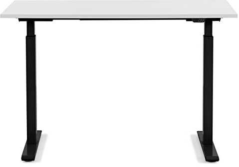 Kare Design Office 140x60cm, Elektrisch Doppelmotor, Stufenlos höhenverstellbares Tischgestell inkl. Tischplatte, Steh-Sitz Schreibtisch, Schwarz-Weiß, 18mm MFC ABS Kunststoffkante