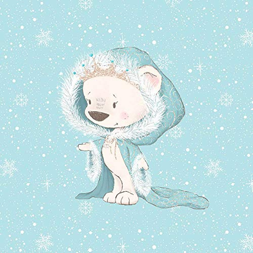 40x50cm Tiere French Terry Stoff Panel - Kinderstoff mit Bär & Krone - Mädchen Panelstoffe für Baby & Kinder - Stoffpanel Stoffe zum Nähen - keine Meterware - pastell Bärenliebe Stoffpanele