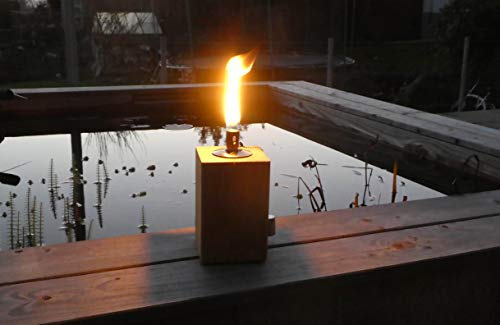 Antorcha de jardín de madera de roble para terraza, antorcha de aceite, lámpara de aceite, luz de jardín (15 cm)