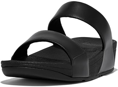 Fitflop kvinnors Lulu lädertofflor kil sandal, Helt svart, 38 EU