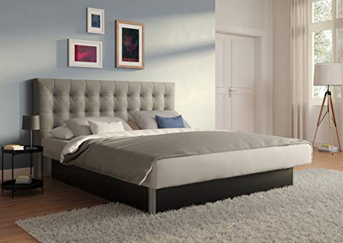 SuMa - Wasserbett 180x200 dual freistehend m. Sockel schwarz und Kopfteil Nuevo, Farbe lightgrey 180x200 cm