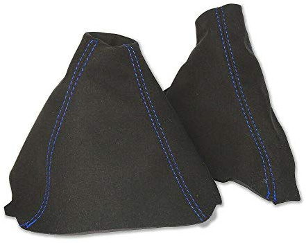 The Tuning-Shop Schaltmanschette Handbremsmanschette kompatibel mit BMW Serie 3 E90 E91 E92 E93 Wildleder blaue Naht
