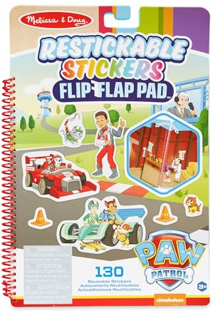 Melissa & Doug, PAW Patrol, Album Pieghevole con Adesivi Riutilizzabili, Missioni Classiche, 130 adesivi riutilizzabili