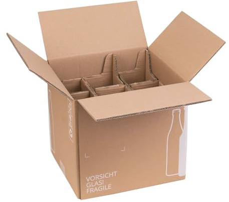 smiley pack Flaschenversandkarton Bier 0,5 Liter für 9 Flaschen – 10 Stück | Inklusive Einlage – PTZ zertifiziert – Versand mit DHL & DPD – Bierflaschen Bierkarton Bierverpackung