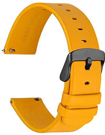 WOCCI Dünne Flache Uhrenarmbänder für Herren und Damen, Top Grain Leder, Schnellwechsel-Ersatzbänder, 18mm 20mm 22mm