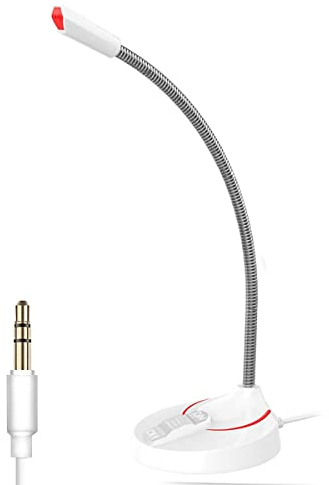 Tiardey avec support pour PC Microphone stéréo,ordinateur portable.Idéal pour le streaming,le chat,l'enregistrement,la conférence téléphonique,la prise USB - Blanc