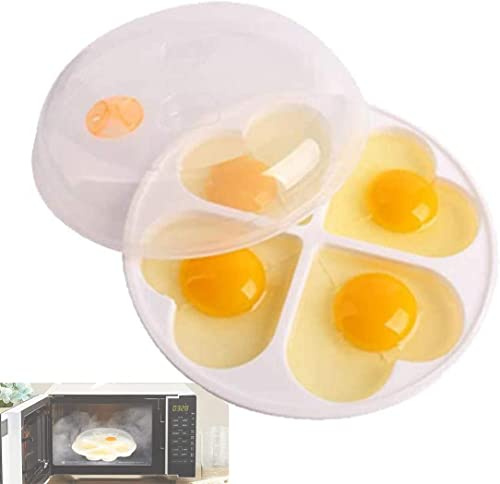 Norhogo Mikrowelle Ei wilderer, Herzform Mikrowelle Eierkocher Mold, Kunststoff-Eierkocher Mikrowelle, Mikrowelle Eierkocher, für bis zu 4 Eier