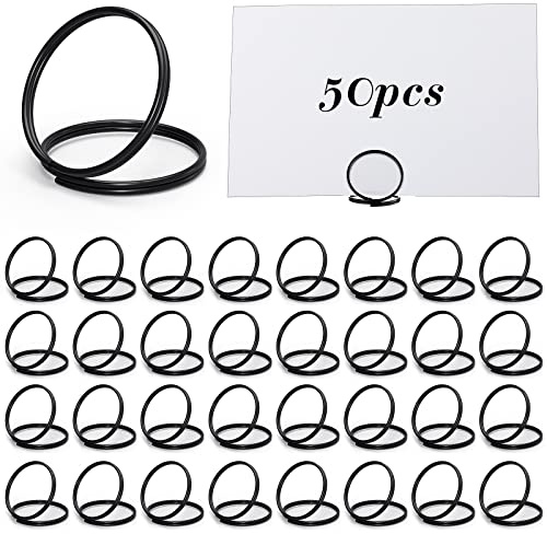 Zhengmy 50 Pcs Table Number Holders - Small Size Place Card Holders for Table Centerpieces, Wedding Party, Graduation (Black)