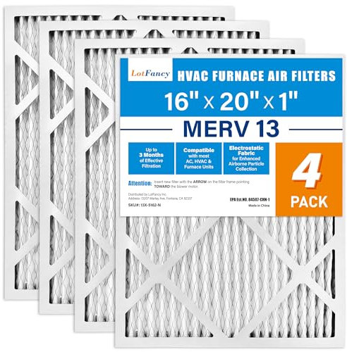 LotFancy 16 x 20 x 1 Luftfilter, MERV 13 AC Ofenfilter, 4 Stück gefaltete Klimaanlage HVAC Filter (tatsächliche Größe: 40 x 50 x 1 cm)