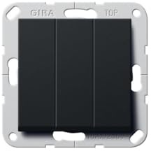 Gira 2830005 Wippschalter BS 3f Aus System 55, Schwarz matt
