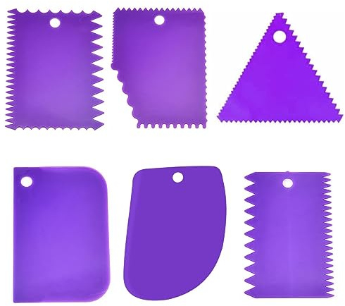6PCS Plastic Clay Scraper Set Cake Smoothers Pottery Sculpting Tools | 6PCS Plastic Clay Scraper Set for Pottery Cake Decorating Sculpting DIY Crafts and Baking