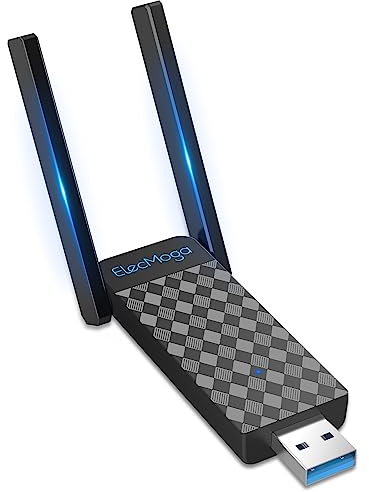 WiFi Dongle, ElecMoga 1300Mbps Wifi Adapter 3.0 USB WiFi 5dBi Dual Band 2.4GHz/5GHz Wireless Adapter for PC/Desktop/Tablet/Laptop, Support Windows 11/10/8/7/Vista/XP, Mac OS