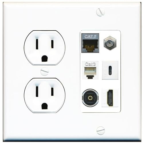 TOSLINK USBC - Cavo coassiale per telefono HDMI CAT7, presa rotonda, colore: Bianco