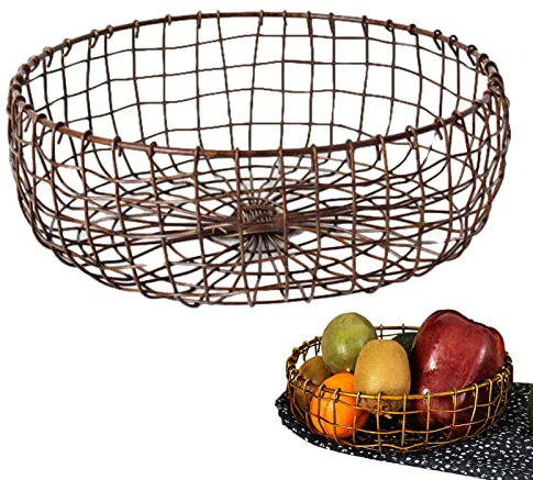 Corbeille à fruits ronen métal - Style vintage - En fer - table pour fruits, légumes, pain et articles ménagers