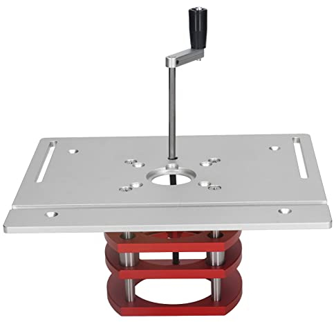 Spacnana Router-Lift-System-Kit, Router-Hubtisch, Manuelles Heben, Router-Tischkreissägen-Einsatz, Grundplatte für Hochpräzise Holzbearbeitung (Silber)