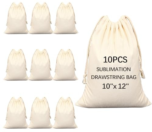 10 PCS Sublimation blank drawstring bag Reusable canvas Heat Press DIY crafts Party Wedding Christmas storage Home party art supplies
