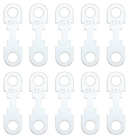 LT Easiyl 10pcs Flat Fuse Strip Silver Tone Zinc Alloy Accessories Replacement Part Blade Fuse Strip 60A DC 32V Compatible with Opel Compatible with VW