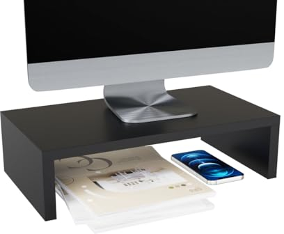ComfortCove Supporto per monitor, supporto per monitor per computer a 1 livelli, supporto per laptop, supporto per computer, supporto per stampante con ripiano, ideale per il tuo ufficio a casa, Nero