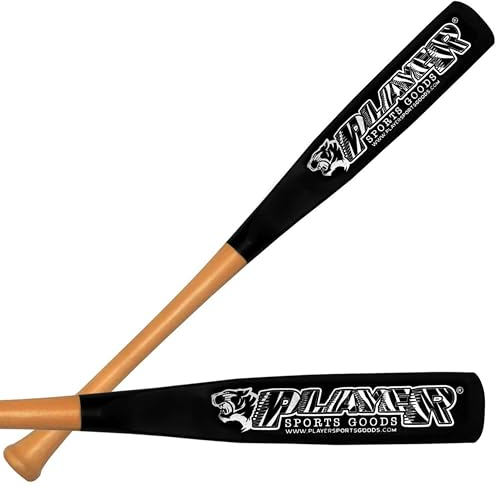 Player Sports Goods LLC - Mazza da baseball e softball piatta in acero, 73,7 cm, peso: 481,9 g, fusto piatto: 7 cm, per adulti e giovani con manico naturale e fusto nero