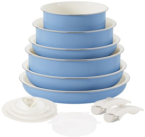 Juego de ollas y sartenes, juego de utensilios de cocina de cerámica con mango desmontable, ollas y sartenes con asas extraíbles, sartenes de cocina para cocina, juego de ollas antiadherentes, no