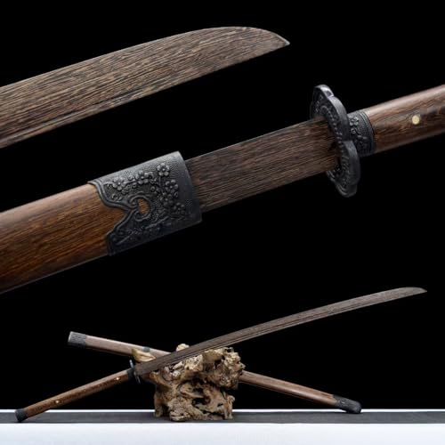 145 cm handgjort träsvärd, mantlat trä katana-svärd, äkta samurajkampsport, anime bokken, träningstillbehör, festpresent för pojkar och flickor