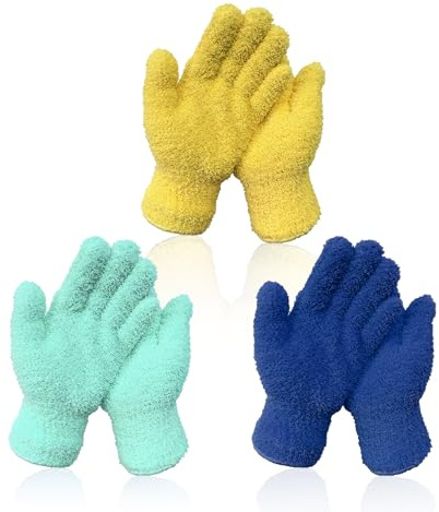 3 Paar staubdichte Handschuhe, Mikrofaserhandschuhe, Reinigungshandschuhe, Autowaschhandschuhe, Körperpeelinghandschuhe, Haushaltsreinigungshandschuhe