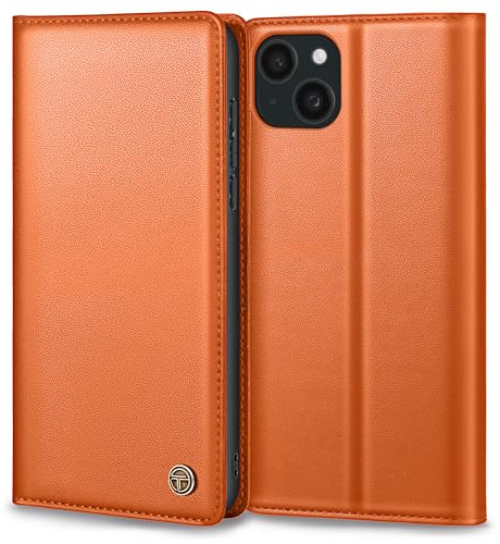 Thorhülle Handyhülle für iPhone 13 Hülle, Premium Lederhülle Schutzhülle Tasche für iPhone 13 Hülle Wallet Kartenfach Standfunktion Flip Case für iPhone 13 Klappbar, Orange