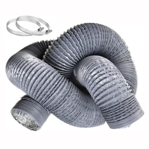 PVC Abluftschlauch, Alu Flexrohr Abluftschlauch mit Alu-Isolierung, Flexibel Luftleitungen Rohr, Schallgedämmter Wärmeisolierung für Abluftventi (ø 300mm/6m,Grey)