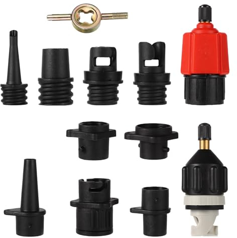 12stk Aufblasbarer SUP-Pumpenadapter, Schnellaufblasen Paddleboard-Pumpenadapter 2 SUP-Ventiladapter mit 9 Luftventildüsen für Schlauchboot Paddleboard Kajak