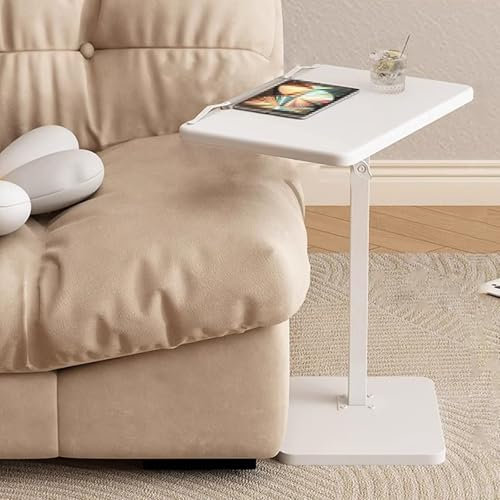 Beistelltisch Höhenverstellbar Density Board Nachttisch, Lift Computer Schreibtisch, Der Schreibtisch Ist Schwenkbar und Verstellbar, für Nachttisch, Sofaseite(White)