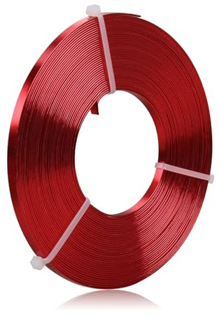Platt aluminiumtråd – 5 x 1 mm – 10 meter bred platt smyckestråd för fattning, modellering, armatur, smyckestillverkning – röd