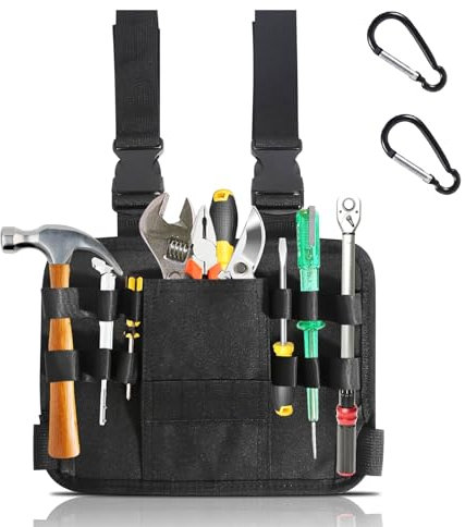FIHODONE Tool Belt Pouch, Tool Pouch with Belt Clip, Sturdy Tool Belts for Men, Oxford Material Leg Toolbelt for Electricians Carpenters, Gardeners, Frame Builders, Roofers, Craftsmen