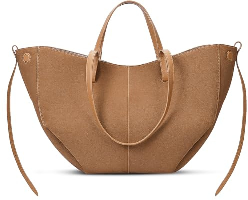 ACUYE Borsa tote in pelle da donna, borsa a tracolla a mezzaluna, borsa da lavoro, B01-camoscio Marrone Grande, 39.5 EU