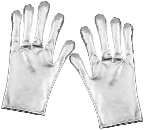 Bencailor Karneval Alien Kostüm Herren Damen Erwachsene Silber Handschuhe Alien Accessoires Karneval Zubehör Außerirdischer Kostüm (1)