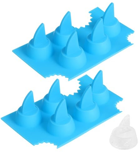 VINTORKY Shark Ice Cube Mold Tray Sky Blue Silicone Shark Fin Mold for Whiskey Drinks and Kitchen Baking 2pcs Set