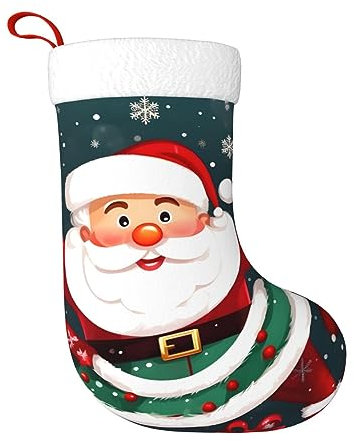 HJLUUFT Weihnachtsstrümpfe mit Weihnachtsmann-Aufdruck, 45,7 cm, Weihnachtsstrümpfe für Urlaub, Dekoration, Weihnachtsschmuck