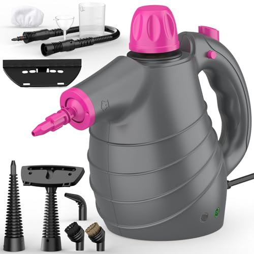 Dampfreiniger Handgerät, Tragbarer Dampfreiniger für alles mit 10 Zubehör 1050 W 3,5 bar Dampfdruck 3 Minuten Heizzeit 450ml Steam Cleaner Handheld, Handdampfreiniger für Boden Polstermöbel Fenster