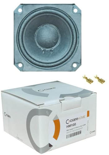 KIT SET PER CIARE HM100 1 midrange quadrato da 10,2 x 10,2 cm, 60 watt rms e 150 watt max, impedenza 8 ohm, sensibilità 88 db, per casa, feste, party, 1 pezzo + faston omaggio