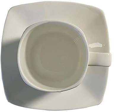 NAMOARLY 1set Tazza Di Caffè Ceramica Con Saucer Quadrato Tazza Vintage Per Afternoon Tea Design Minimalista Perfetta Per Caffè Latte e Tè Per Regali e Festività