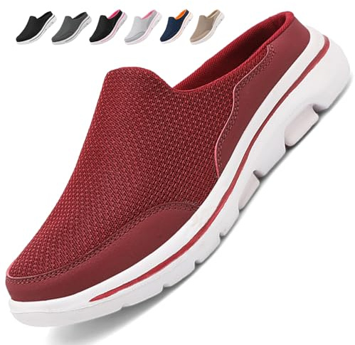 Acfoda Mesh Clogs tofflor kvinnor män lätta slip-on sandaletter sommar ventilerande halkfria trädgårdsskor fritid sabots, röd, 37 EU
